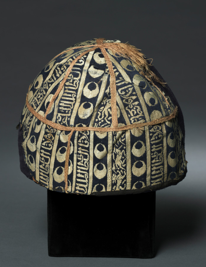 Cap with Striped Inscribed Silk